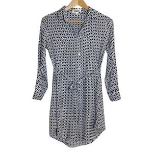 Listicle Designer Classic Shirt Dress Retro Geometric Print Rayon Size S